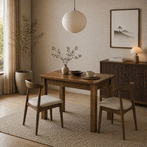 Kleiner Esstisch Walnuss Melamin – 110 cm – mit Stauraum – Kara