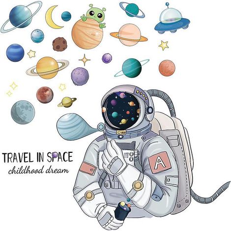 dcalcomanie Murale Dream Astronaut Stickers Muraux Espace Planete Autocollant Mural Fuse Astronaute Toiles Dcoration Murale Chambre Enfants Bb Ppi (1/5)