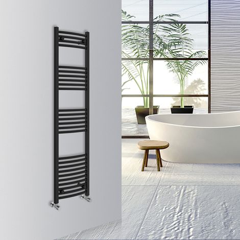 WarmeHaus Curved Bathroom Heated Towel Rail 1600x400mm Black