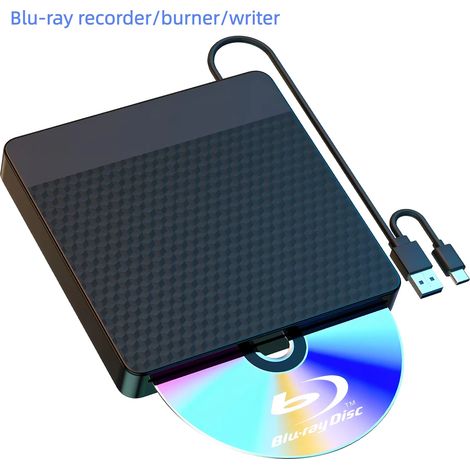 Lecteur/graveur Blu-ray/DVD externe, lecteur/graveur CD/DVD BD portable USB 3.0, compatible avec les systèmes Windows et Mac. (1/5)