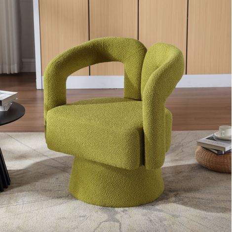 Sessel drehbar 360 Grad Boucle Olive Green OKMYHOME (1/5)
