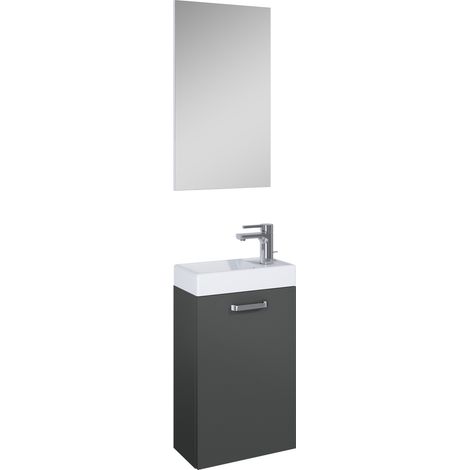 Gäste WC Gästewaschplatz Mainz anthrazit matt 40 cm Badezimmer-Waschtisch