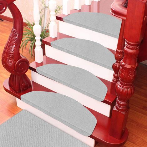 Hofuton Tapis d'escalier auto-adhésif 15 pcs 65 x 21 x 4 cm gris (1/5)