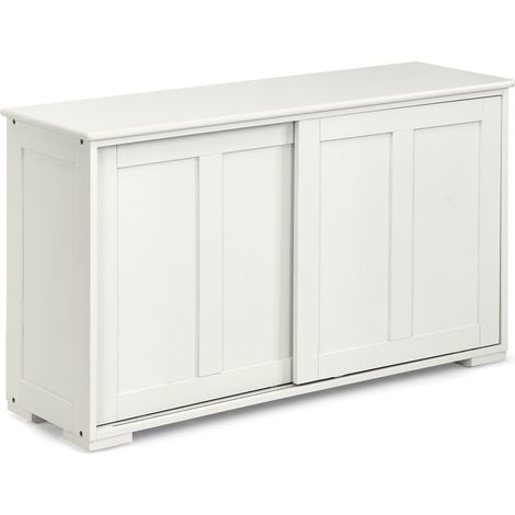 Kitchen Storage Cupboard Cabinet with Sliding Door-Antique White (1/5)