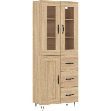 Buffet,Bahut,Meuble de Rangement haut Chêne sonoma 69,5x34x180 cm Bois d'ingénierie CFW50858 (1/5)