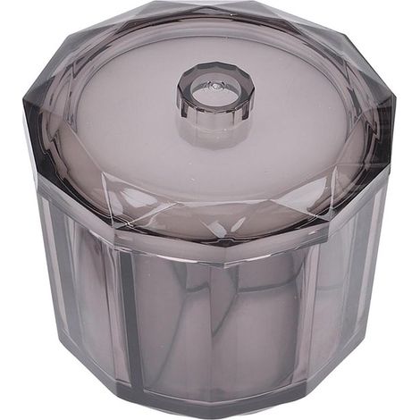 Wattestäbchenhalter aus Acryl – Kosmetik-Organizer aus Baumwolle – Badezimmer-Organisation – mit Staubschutzhülle – 11 x 10 x 9 cm – Schwarz (1/5)