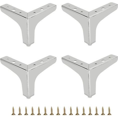 10 cm Pieds de canapé en métal 4 pièces Pieds de Meubles Modernes Pieds de Meuble de canapé Pieds de Rehaussement de Meubles de Bricolage Pieds de Remplacement pour Meuble TV Meuble de canapé, Argent (1/4)