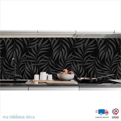 Crédence : Feuilles et courbes 1 - Couleur Gris anthracite - Alu composite - 120 - 60 (1/3)