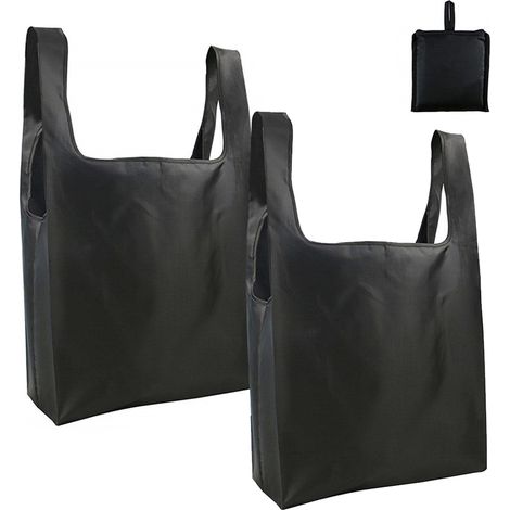 Sac Réutilisable - Sac à Courses Pliable Grand Volume avec Poche Intégrée - Polyester Ripstop Imperméable - Lavable en Machine - Pour Épicerie Cuisine Voyage - 2 Pièces