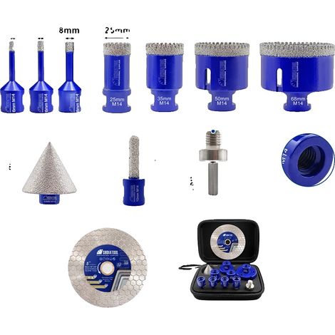 Bohrer, Diamantmaterial, vielseitiges Werkzeugset, 11-teilig (1/2)