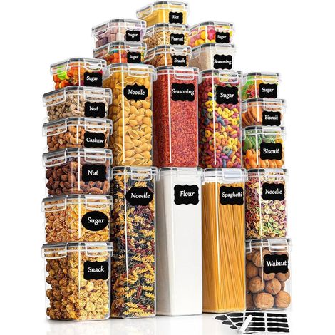 Vorratsdosen Set 24 Stück luftdicht für Küche, Mehl, Nudeln, Spaghetti (1/5)