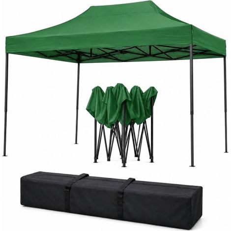 Gazebo Pieghevole 3x4,5m Pop Up impermeabile Richiudibile Giardino Fiera Mercato Verde (1/5)