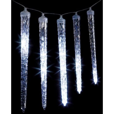 LED-Eiszapfen-Vorhang mit 81 LEDs, 10 Eiszapfen und Tropfeneffekt, 3,6 m, Außenbeleuchtung, Kaltweiß – Feeric Lights & Christmas
