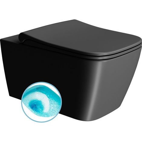 WC suspendu NUBES, Swirlflush, 35x55cm, noir double mat (1/2)