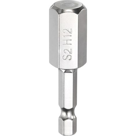 H12 Embout de Tournevis à Tête Hexagonale 12mm Métrique Pointe Plate 1/4" Tige Hexagonale 50mm (2") Long Clé à Embout Magnétique Pour Perceuse à Vis, Douille Chromée (1/5)