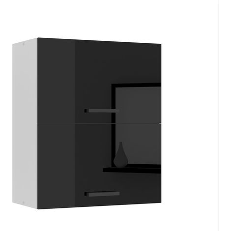 Belini Hängeschrank Küche, Küchenschränke SGP2. Breite 60 cm. Oberschrank mit 2 Türen, Küchenhängeschränke, Wandschrank Hängend, Schwarz Hochglanz (1/5)