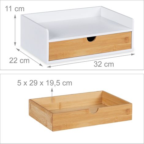 Pratico organizer da scrivania spazioso contenitore 30 x 15 x 10 cm in bambù bianco 130014811