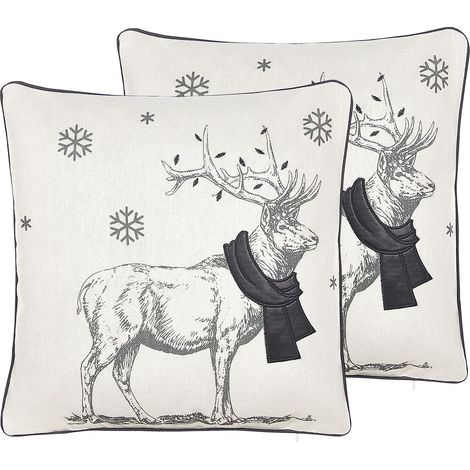 Set of 2 Decorative Cushions SVEN 45 x 45 cm Black Christmas Motif (1/5)