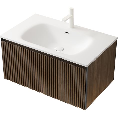 Mueble de baño suspendido 80 cm con lavabo integrado de resina y cajón HOMVRA (1/5)