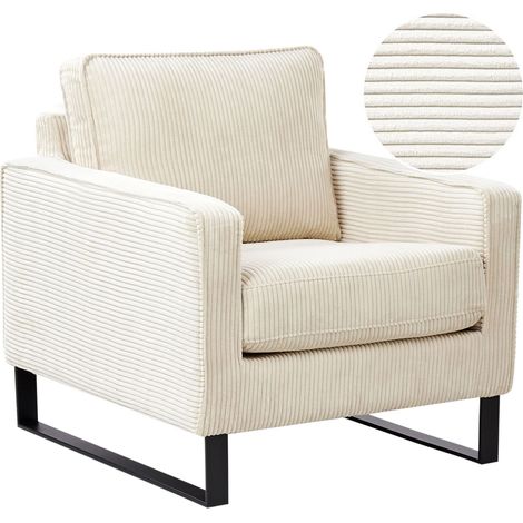 Poltrona in velluto a coste beige chiaro Vind
