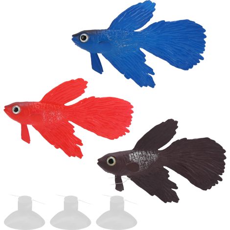 3 Poisson en silicone coloré décoratif flottant réaliste pour aquarium tank (1/5)
