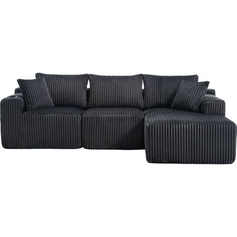 Modulares Ecksofa aus Cordstoff grau mit Chaiselongue und 2-Sitzer (1/5)