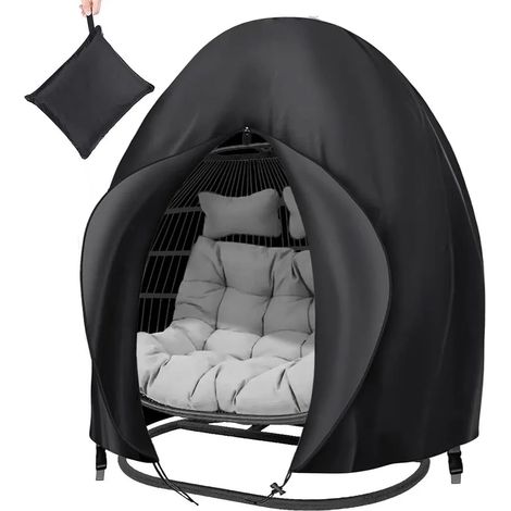 Housse de protection imperméable pour fauteuil suspendu œuf, 200 x 230 cm en tissu Oxford 210D, avec fermeture éclair et cordon de serrage, adaptée pour usage extérieur au jardin (1/5)