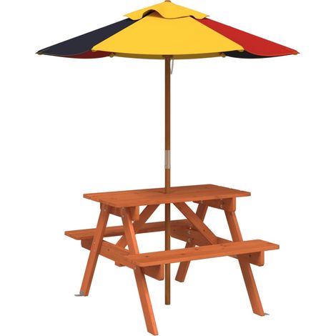 Maison Exclusive - Tavolo da Picnic per 4 Bambini con Ombrellone Legno di Abete