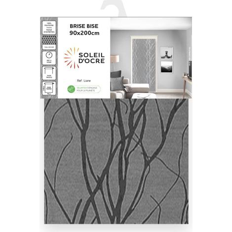 Liane Voile Porte fenêtre Dévoré, Polyester, Gris, 90x200 cm (1/2)
