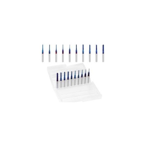 Nano Blue Coat CNC-Fräser, 1/8 Zoll Schaft, 0,8 bis 3,175 mm, 10er-Pack für Hartholz, Kohlefaser, Leiterplatten, SMT - Crezuo (1/4)
