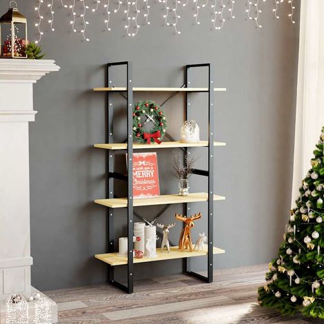 vidaXL 4-Tier Book Cabinet 80x30x140 cm Solid Wood Pine (1/5)