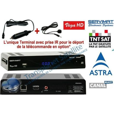 Pack SERVIMAT VEGA HD PVR TNTSAT + Allume-cigare + Infrarouge + Cordon HDMI offert