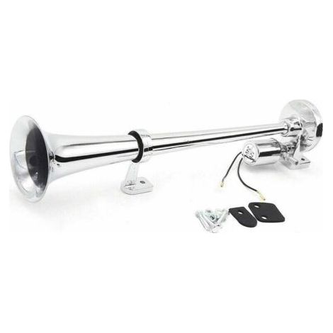 Kit De Haut-Parleur A Klaxon A Air Chrome Trompette A Tube Unique 150Db 12 V/24 V Universel Pour Camion De Train, Argent (1/5)