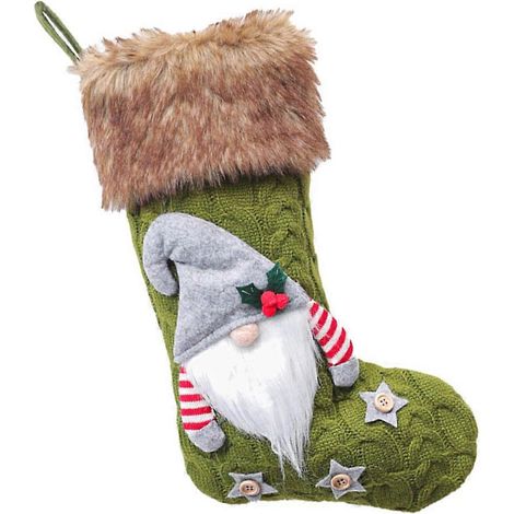 bas de Noël, sac cadeau, Père Noël sans visage, pendentif décoratif-40X19CM-Green