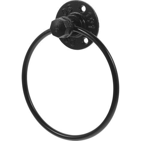 Black Wrought Iron Wall Mounted Towel Ring Hand Towel Ring (1/5)
