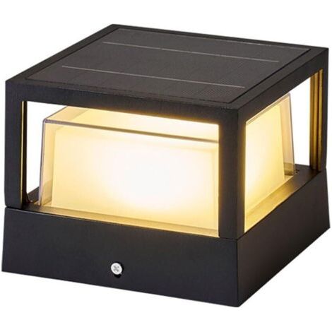 Lampes en métal 6,3 Pouces Borne Solaire pour Portail Style Industriel Lampes de Colonne créatives d'extérieur Finition Noire Ronde Lampe de Poteau pour Mur de Cou (1/5)