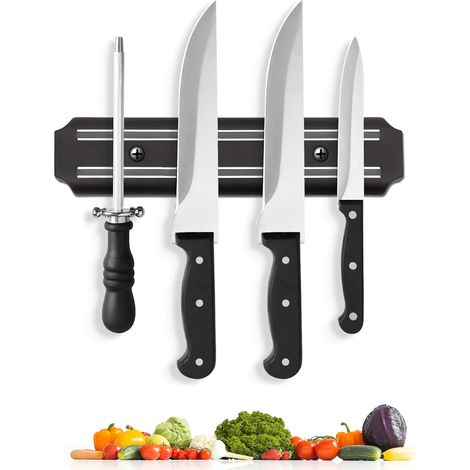 Support magnétique pour couteaux–Bandes magnétiques pour couteaux et outils, aimants pour couteaux muraux organiseurs de couteaux de cuisine (20 cm) (1/5)