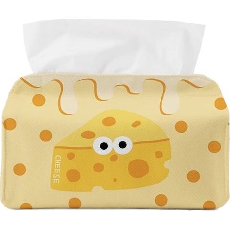 Adorable boîte à mouchoirs à motif fromage, pliable, idéale pour les tables de chevet, les tables à manger et les salons (1 pièce) (1/4)