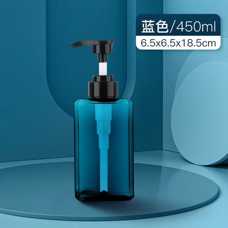 (Bleu 450 ml - 1 pièce) Nouveau distributeur de savon vide pour salle de bain, flacon à pompe en PETG, pour shampoing, gel douche ou après-shampoing, 250/450/650 ml (1/5)