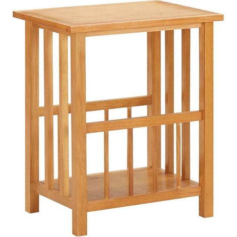 Table d'appoint à revues chêne massif clair Odero H 55cm (1/5)