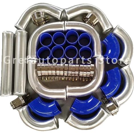 Tuyauterie d'intercooler Turbo, Construction en aluminium, Ajustement universel, Bleu (1/2)