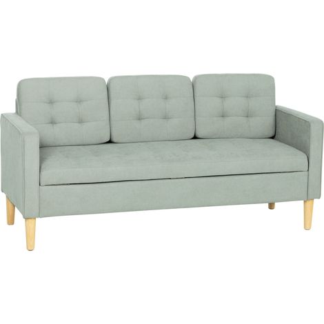 HOMCOM Modern 3 Seater Sofa with Hidden Storage and Rubber Wood Legs