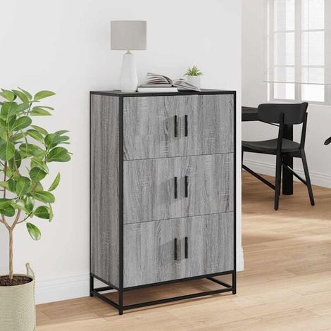 Buffet Bas de Style Industriel en Bois et Métal, Meuble TV avec Rangement, 68x35x106,5 cm, Gris Sonoma (1/5)