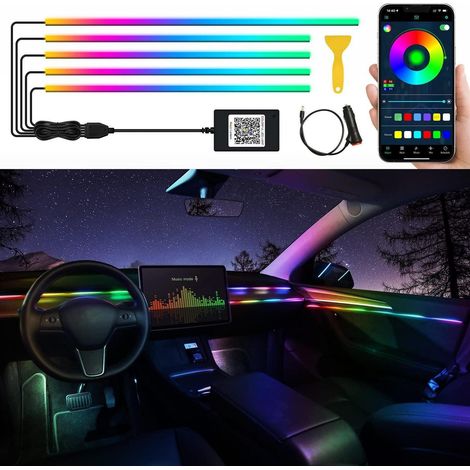 Kit éclairage intérieur voiture LED RGBIC Dreamcolor avec application sans fil (1/5)