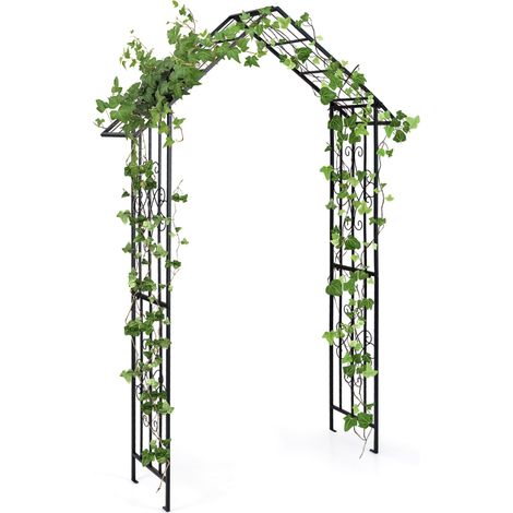 COSTWAY Modern Garden Arbor Garden Trellis Pergola w/Multiple Side Crossbars
