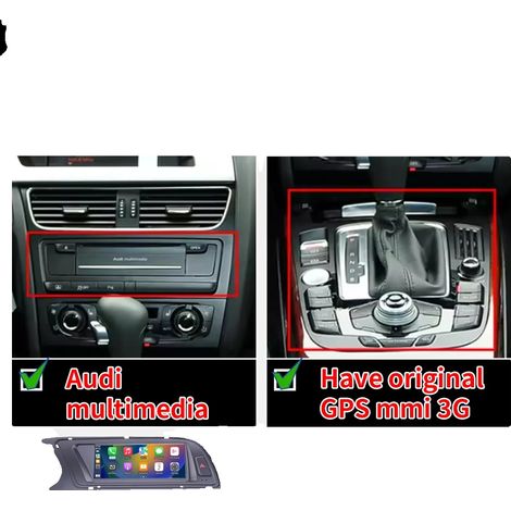 Pantalla inalámbrica CarPlay, compatible con Audi A4 A5 B8 2009-12, GPS integrado, interfaz táctil, A4 MMI 3G 2013-2016 (1/2)