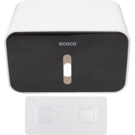 Aufbewahrungsbox für Toilettenpapierrollen – 3-teilig, kein Bohren erforderlich, wasserdicht, schwarz, 21 x 13,5 x 13,5 cm, ABS/PS (1/5)