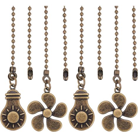4PCS Ventilateur de Plafond Boule Perlée Chaîne de Traction Trèfle à Quatre Feuilles Extension Chaînes Extender pour Plafonniers Ampoule Décoratif Bronze désque Pendentif Ornements (1/5)
