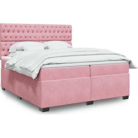 Cama box spring con colchón terciopelo rosa 200x200 cm vidaXL (1/5)