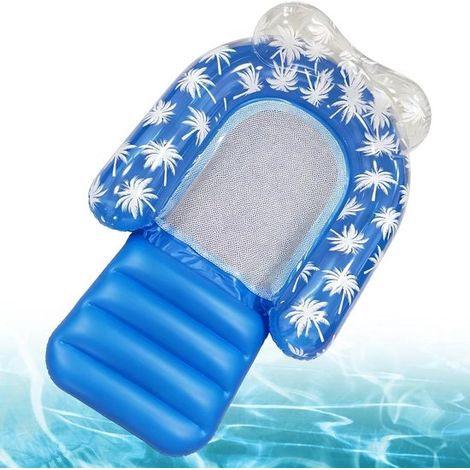 Aufblasbare Schwimminsel Luftmatratze mit Schwimmring Entspanntes Schweben Mit Beinstütze 130 x 85 cm Blau (1/5)